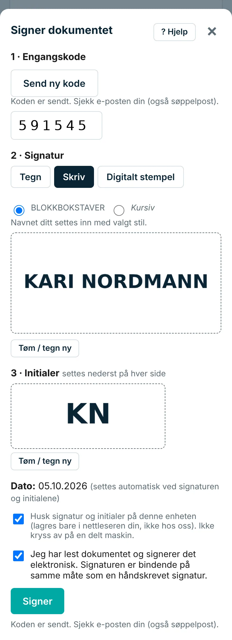 Fanen Skriv med navnet i blokkbokstaver