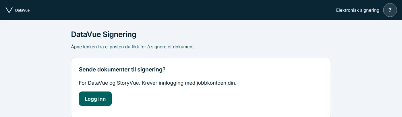 Forsiden med knappen Logg inn